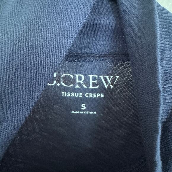 J.Crew Tissue Crepe Turtleneck Shirt SZ S Navy Blue Long Sleeve Pullover Cotton - Picture 5 of 8